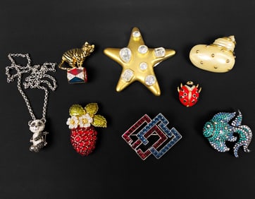 Kenneth J. Lane, Eight Various Fashion Brooches