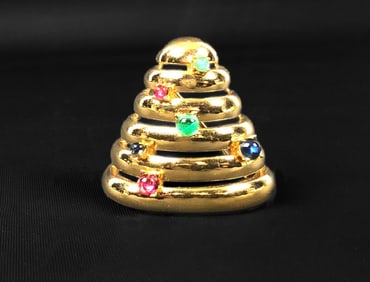 Ciner, Vintage Gold-Tone Beehive Brooch