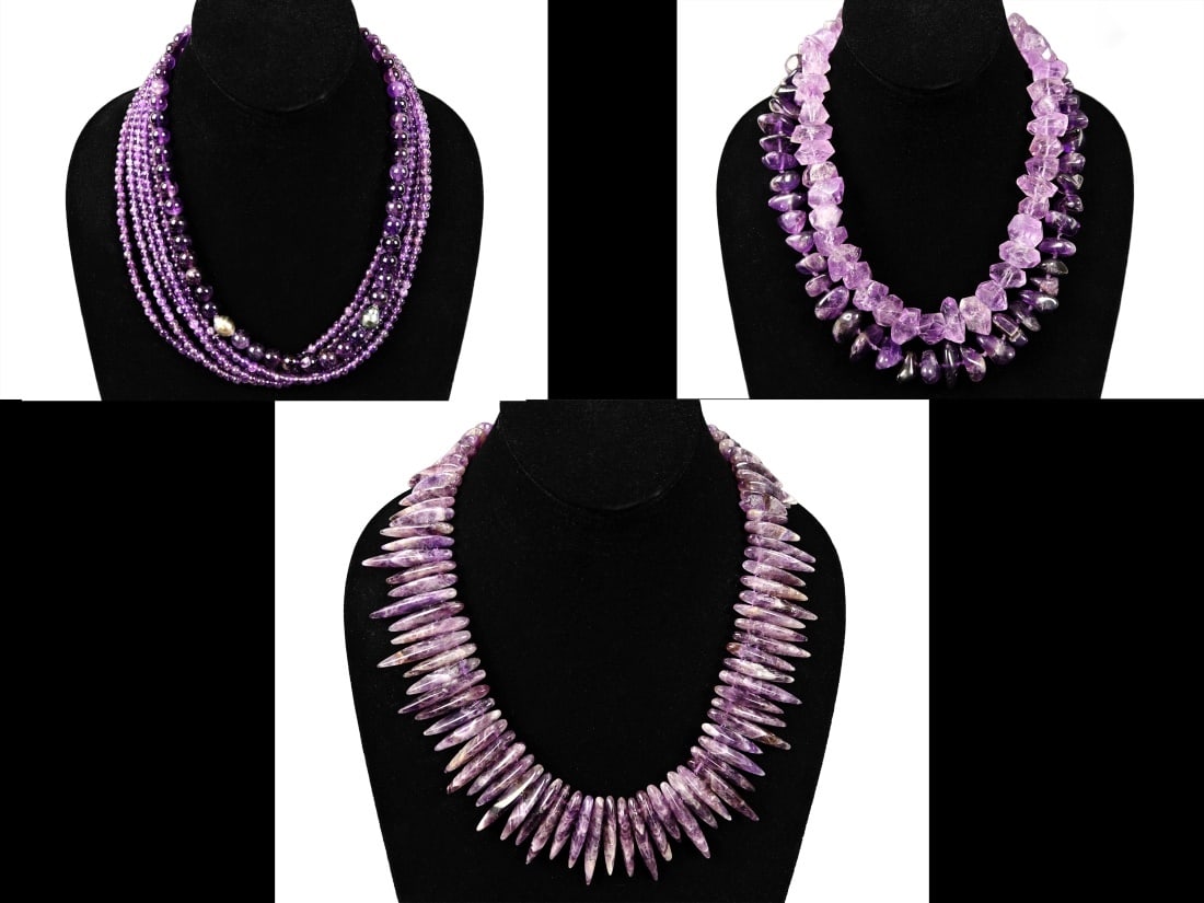 Lot of Five Amethyst Beaded Necklaces (1 of 7)