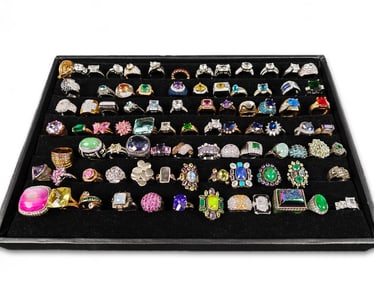 Lot of Eighty-Six Sterling Silver Rings