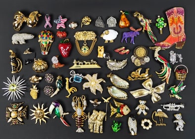 Lot of Seventy-Two Vintage Pins / Brooches