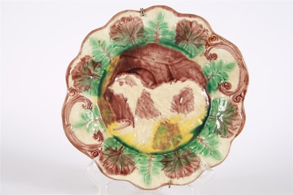 American Majolica Dog Plate