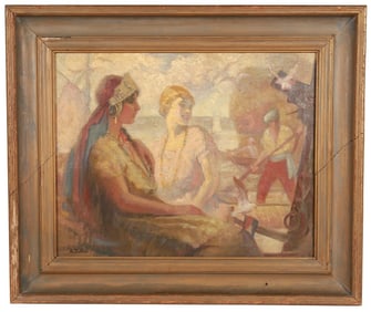 Oil on Canvas Depicting of Two Seated Women