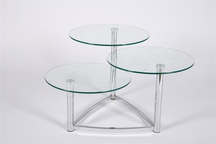 Cascade, Three-Tier Glass Swivel Table