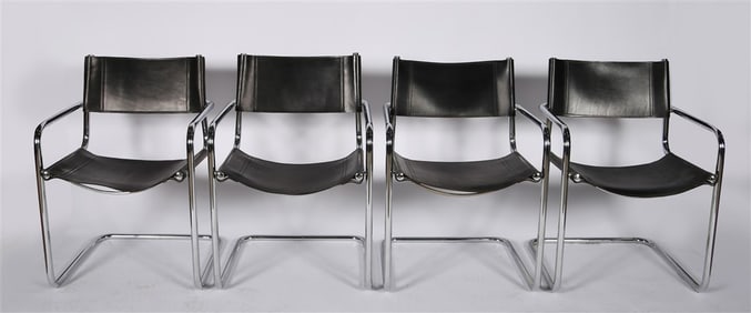 Style of Breuer, Four Chrome Cantilever Chairs