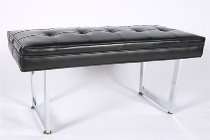 Patrician Furniture Co., Black Vinyl Chrome Bench