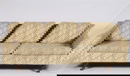 Edward Wormley for Dunbar, Sofa: Edward Wormley (American, 1907-1995). Wood, upholstery. Designed for Dunbar. Height: 28 1/2", Length: 80 1/2", Depth: 35 1/2". Five-cushion upholstered sofa on wood frame designed by Edward Wormley fo