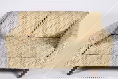 Edward Wormley for Dunbar, Loveseat: Edward Wormley (American, 1907-1995). Wood, upholstery. Designed for Dunbar. Height: 28", Length: 51", Depth: 35". Three-cushion upholstered loveseat on wood frame designed by Edward Wormley for Dunba