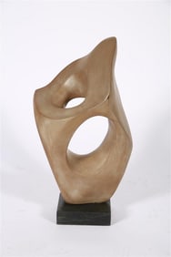 Carved Stone Abstract Sculpture on Base