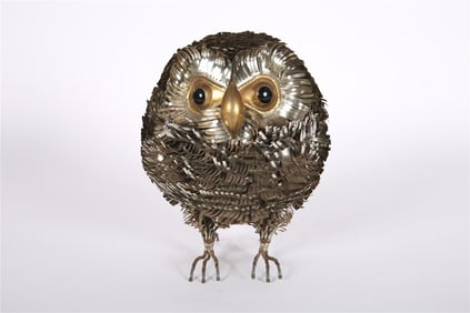 Sergio Bustamante, Cut Metal Owlet Sculpture