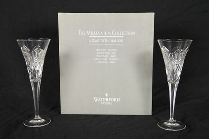 Waterford, Pair of "Happiness" Champagne Flutes