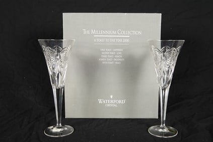 Waterford, Pair of "Happiness" Champagne Flutes