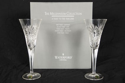 Waterford, Pair of "Health" Champagne Flutes
