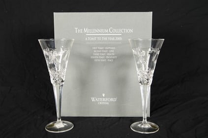 Waterford, Pair of "Peace" Champagne Flutes