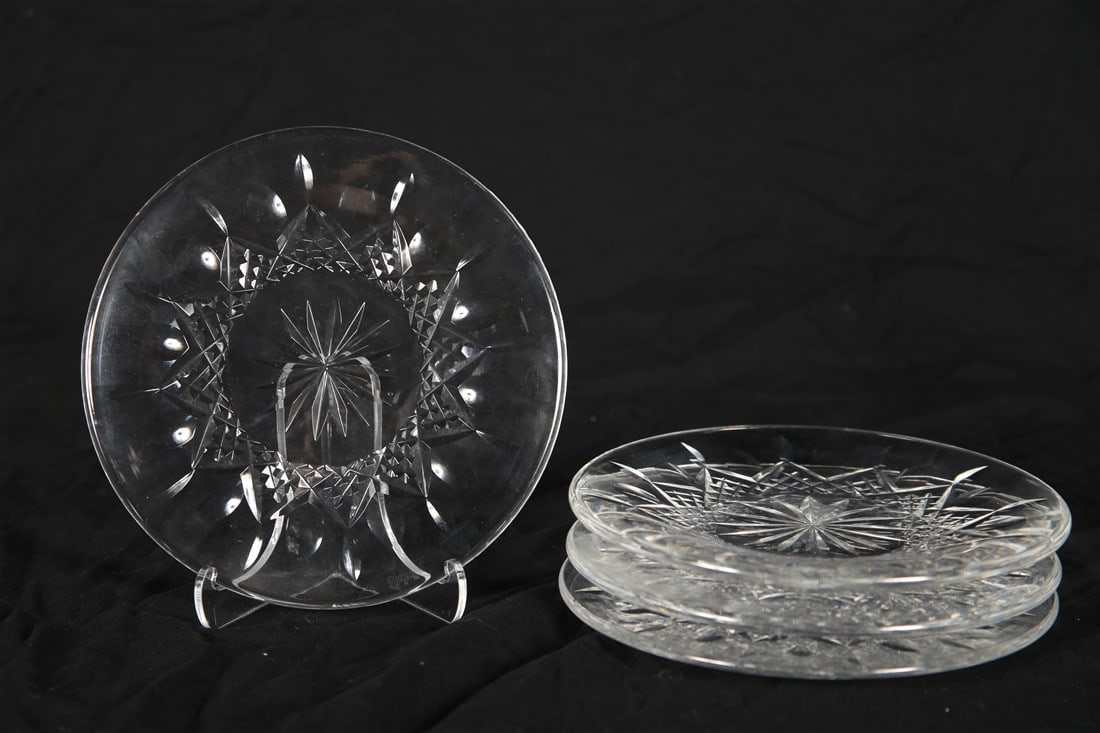 Waterford, Set of Four "Kenmare" Plates: Waterford (Irish, established 1783). "Kenmare". Crystal. Diameter: 6 1/8". Set of four Waterford "Kenmare" crystal bread and butter plates. Marked with Waterford etched insignia to the undersides.
