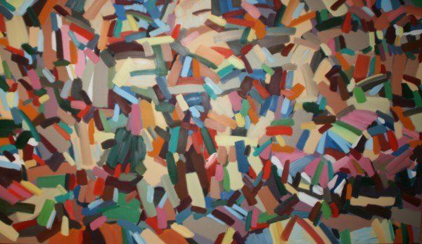 Sam Pope (20th C.), Hotel Harry: Sam Pope (20th century). Hotel Harry. Oil on canvas. Unsigned. Titled on reverse. 49" x 84".