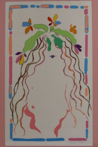 Frank Gallo (B. 1933), "The Vegetable Girl": Frank Gallo (American, born 1933). "The Vegetable". Serigraph. Pencil signed lower right, numbered left "20/300". Sight 38" x 22 1/2", frame 45 1/2" x 30".