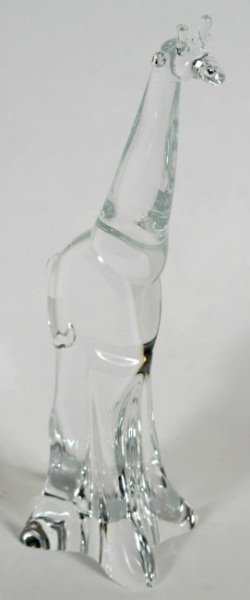 Steuben Glass Giraffe, 20th C.: Steuben glass giraffe. American, 20th century. Signed. Height 13 1/4". Provenance: from the estate of Stanford R. Ovshinsky.
