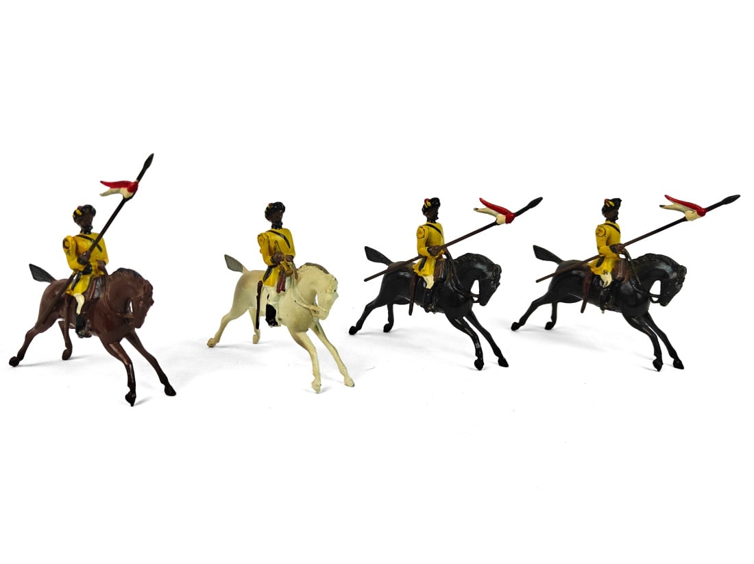 Britains - Skinner's Horses - Bengal Lancers: Britains Soldiers - Regiments of All Nations - Skinner's Horses 4 Pc set of Lead Soldiers. One figure missing.