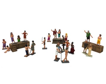24 Piece Metal Roman Slave Auction Figurines