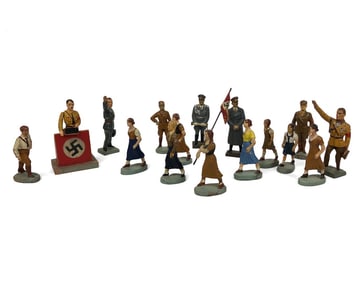 Set of 16 Various 1930's Lineol Figurines