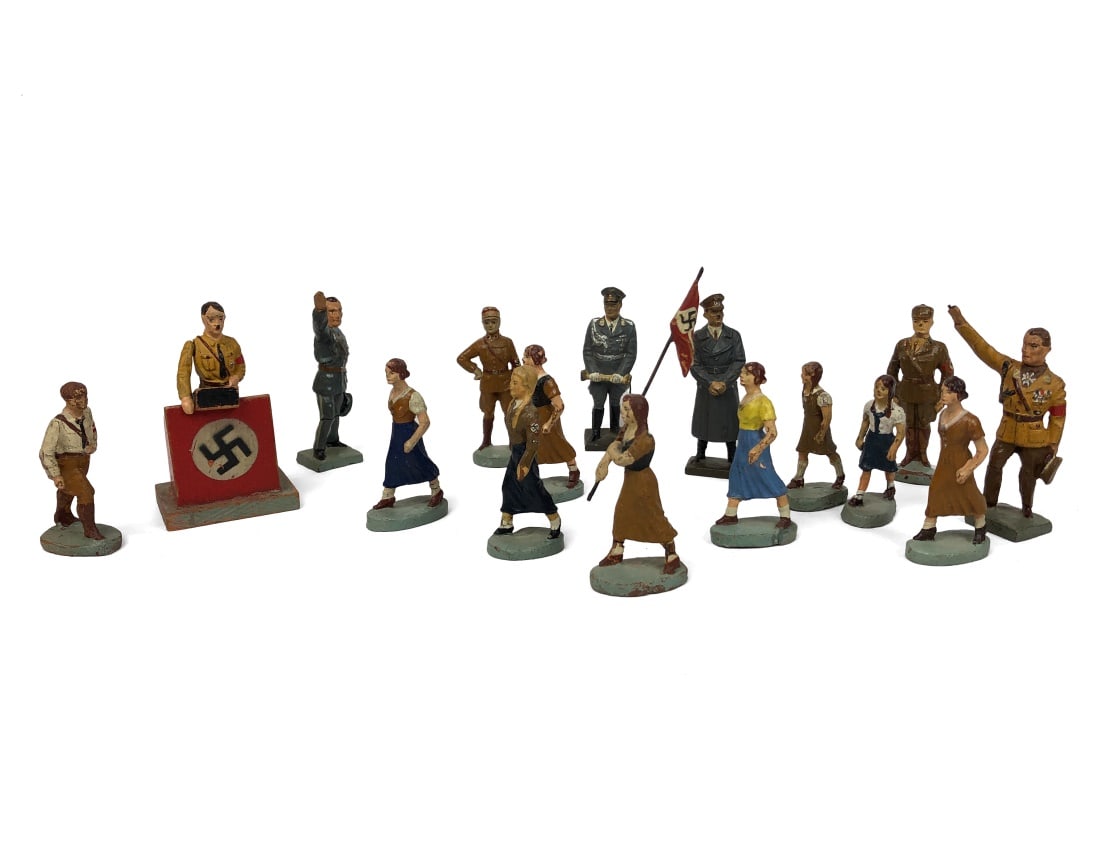Set of 16 Various 1930's Lineol Figurines: Painted metal. No original boxes included.