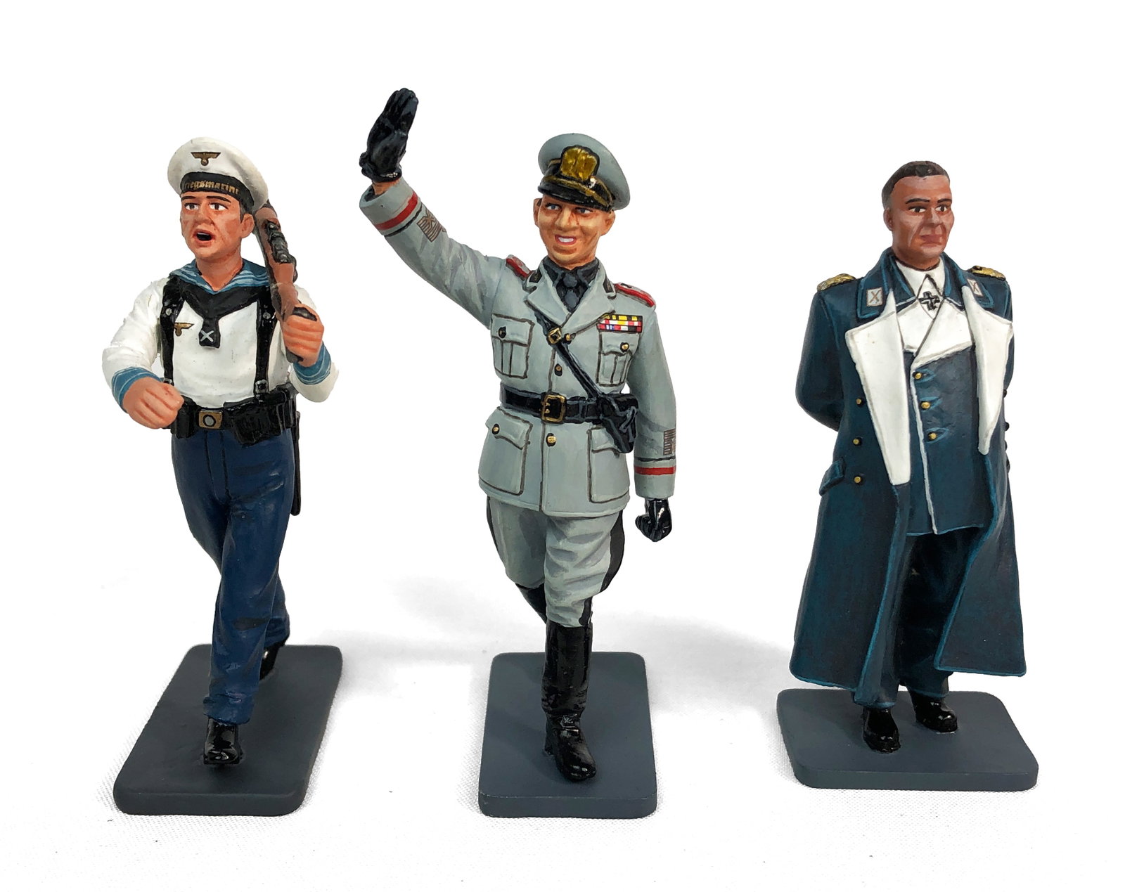 King & Country - Ciano, Goring, & The Singing Sailor: Three various King & Country figurines. Lot includes:LAH200 - Count Galeazzo Ciano (Retired). LAH203 - Reichsmarschal Hermann Goring. LAH161 - KM Singing Sailor.Complete in box.