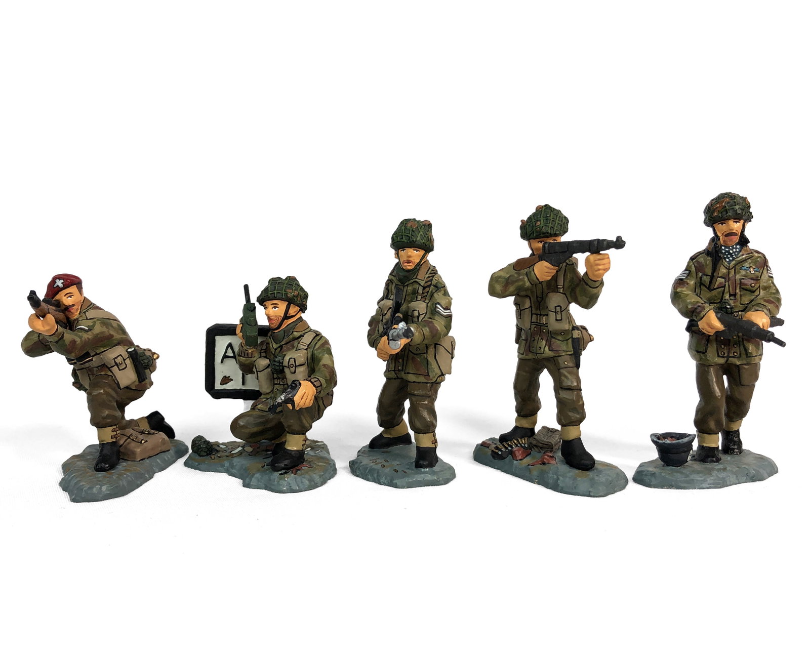 King & Country - Five Vintage Lead Figurines: Marked "K & C" to bottom.Hand painted metal.No original box included.
