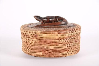Indonesian Lidded Rattan Basket