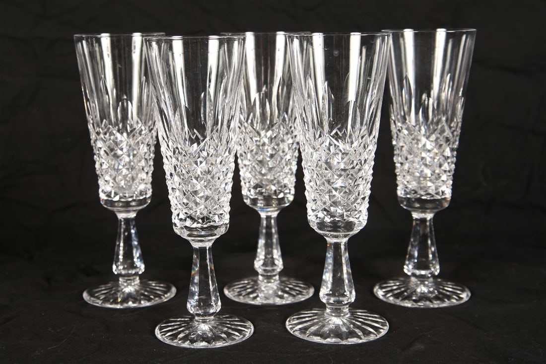 Waterford, Set of Five "Kenmare" Fluted Champagnes (1 of 4)