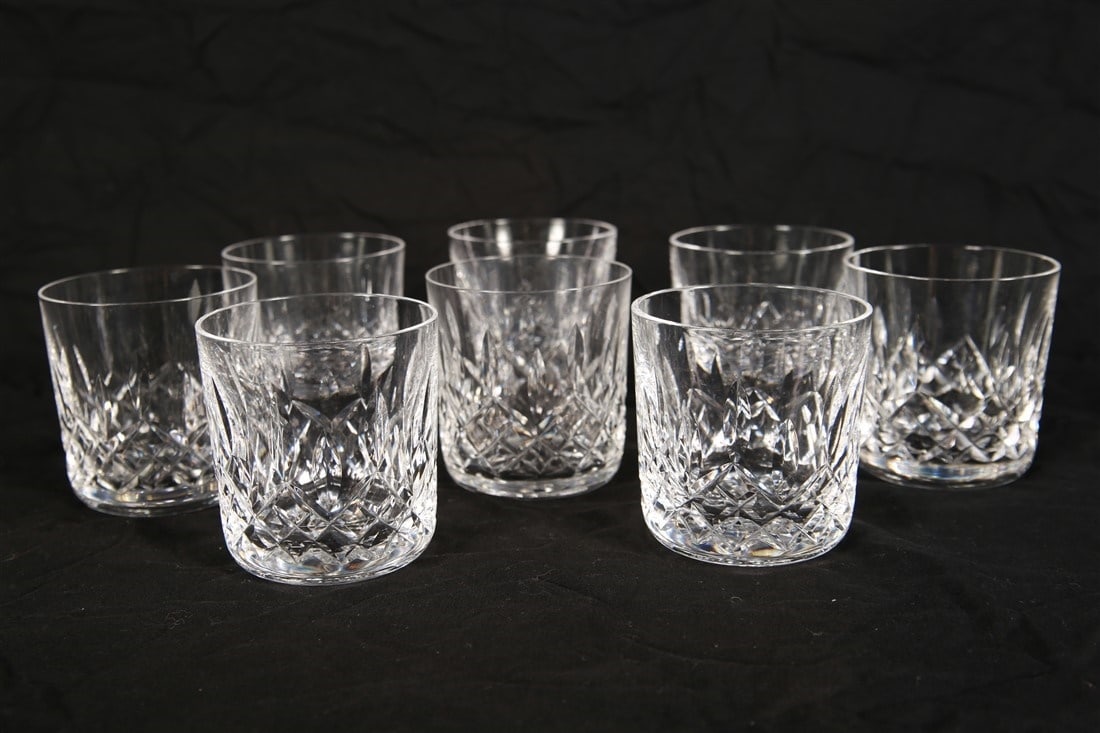 Waterford, Eight "Lismore" Old Fashioned Glasses: Waterford (Irish, established 1783). "Lismore". Crystal. Height: 3 3/8". Eight Waterford "Lismore" old fashioned crystal glasses. With etched Waterford insignia.