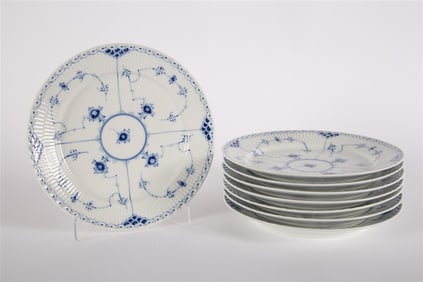 Royal Copenhagen, Blue Fluted Half Lace Plates
