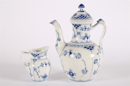 Royal Copenhagen, Blue Fluted Half Lace Coff/Cream