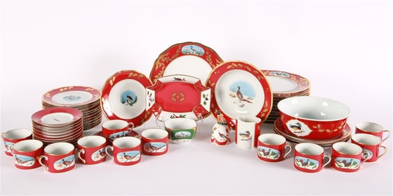 Lynn Chase, "Winter Game Birds Red" Set of China
