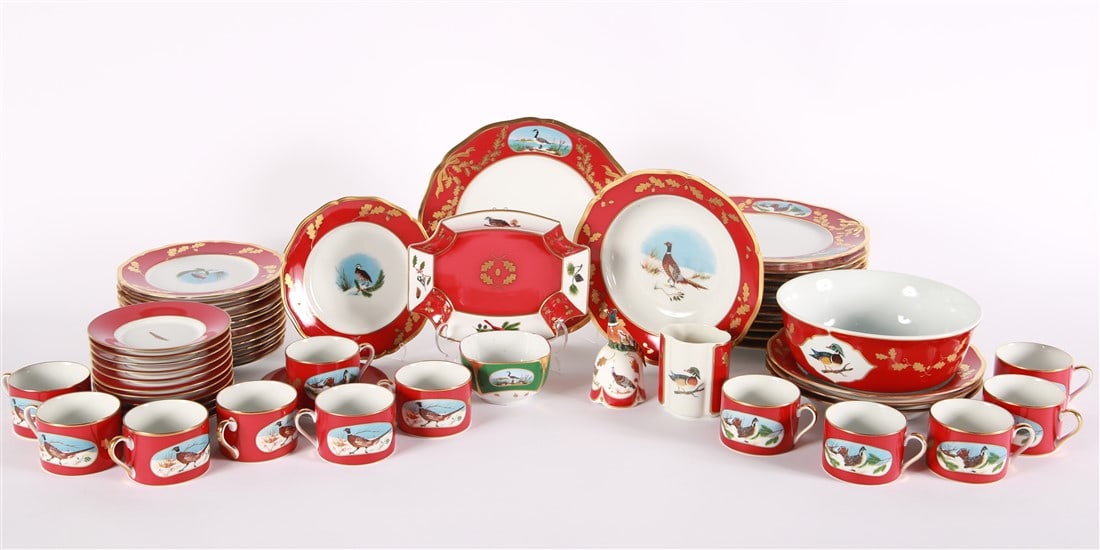 Lynn Chase, "Winter Game Birds Red" Set of China (1 of 12)
