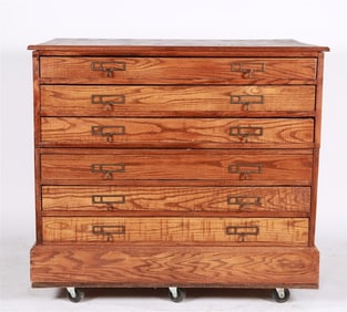 Oak Two-Piece Print Cabinet