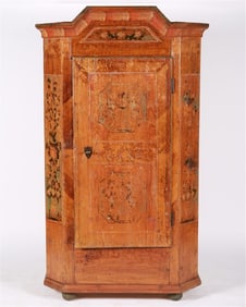 Folk Painted Wood Wardrobe