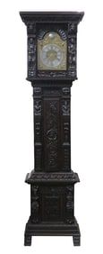 Heavily Carved Walnut Grandfather Clock