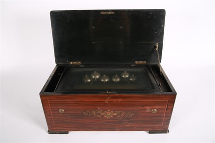 Large Inlaid Wood Music Box