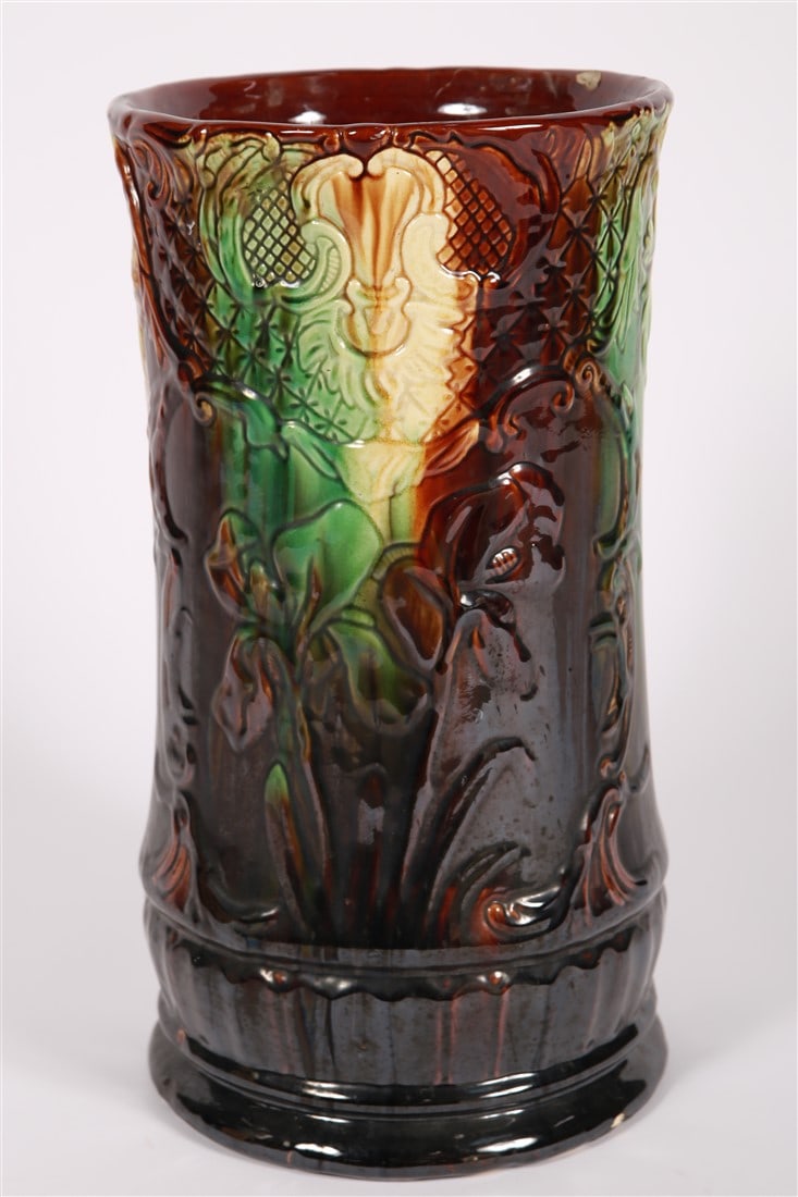 Roseville, Majolica Brown and Green Umbrella Stand (1 of 3)