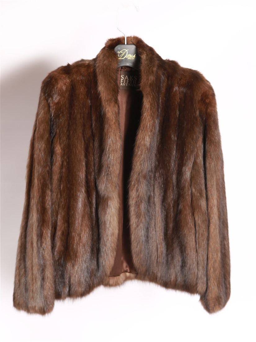 Saks Fifth Avenue Brown Mink Jacket (1 of 3)