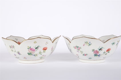 Pair of Porcelain Lotus Bowls