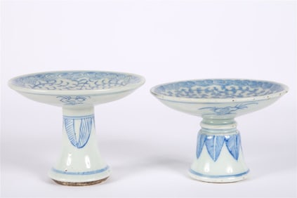Two Blue and White Porcelain Compotes