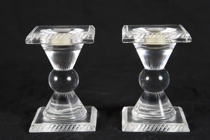 Lalique, Pair of "Sophie" Crystal Candlesticks