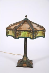 Cold Painted Slag Glass Table Lamp