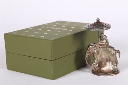 Christofle, "Elephant Indra" Toothpick Holder