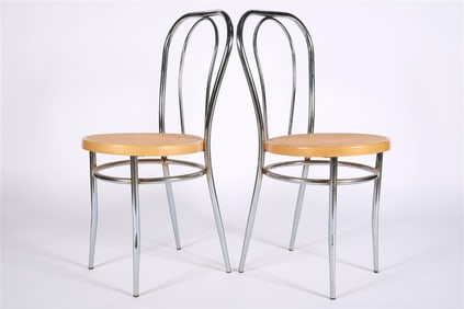 Style of Thonet, Pair of Caned Bistro Chairs