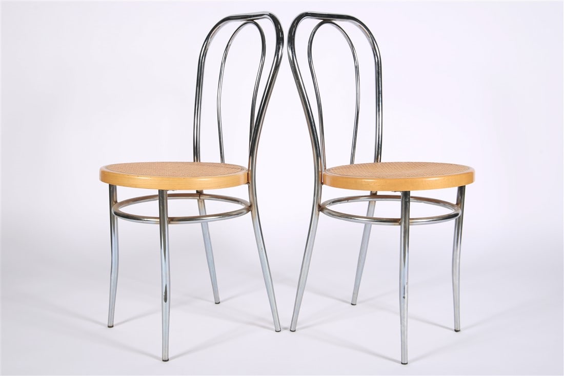 Style of Thonet, Pair of Caned Bistro Chairs (1 of 3)