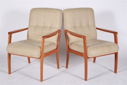 Pair of Teak Frame Armchairs