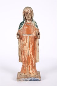 Polychrome Carved Wood Religious Sculpture